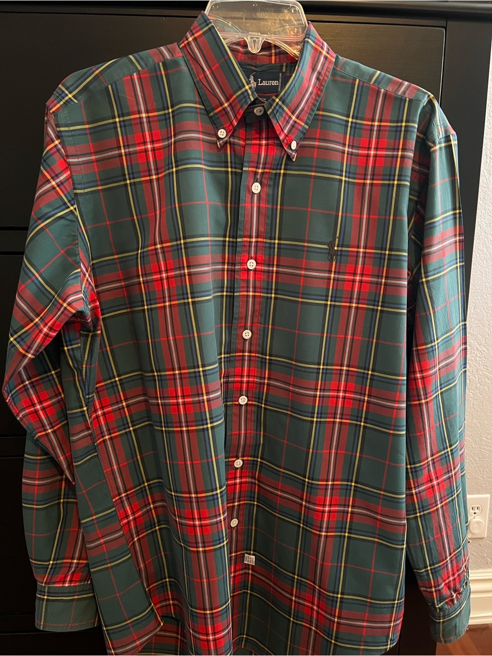 Ralph Lauren Red and Green Plaid Button-Down Shirt